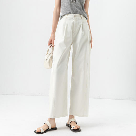 「高货xg」全新升级【铂金会员183/天猫239/差价56】(53115)洛诗琳小个子九分弯刀裤2025夏季薄款遮胯高腰显瘦休闲裤 商品图0