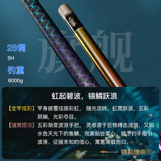 空钩悟道锦粼旗舰彩虹版大物竿 轻量超硬鲢鳙竿碳素手竿钓鱼装备 商品图1