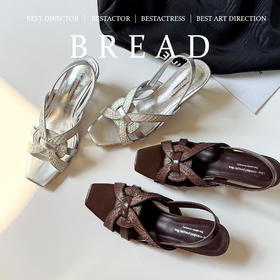 复古露趾5.5cm凉鞋女2025夏季新品鳗鱼皮方头时尚一脚蹬编制凉鞋