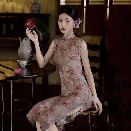 SC21788时尚改良年轻少女款中长款无袖旗袍2025夏新款新中式日常可穿旗袍 商品图0