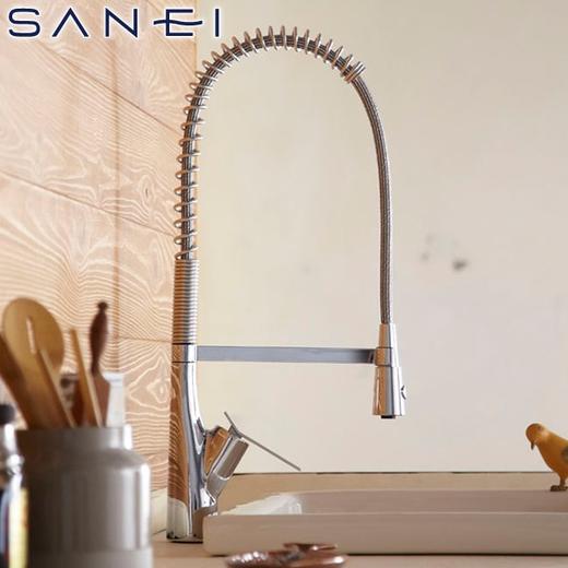 日本三荣SANEI高抛鹅颈型中岛混合水抽拉厨房龙头 K8731JV-13 商品图9