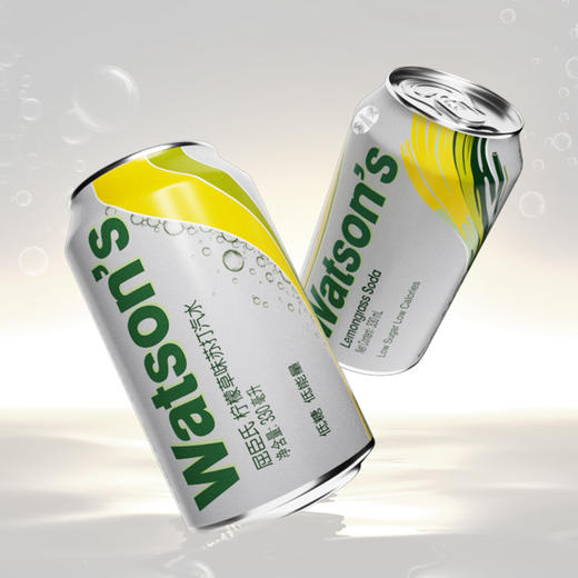 屈臣氏苏打汽水气泡水调酒饮料分享柠檬草味330ml*12罐 商品图1