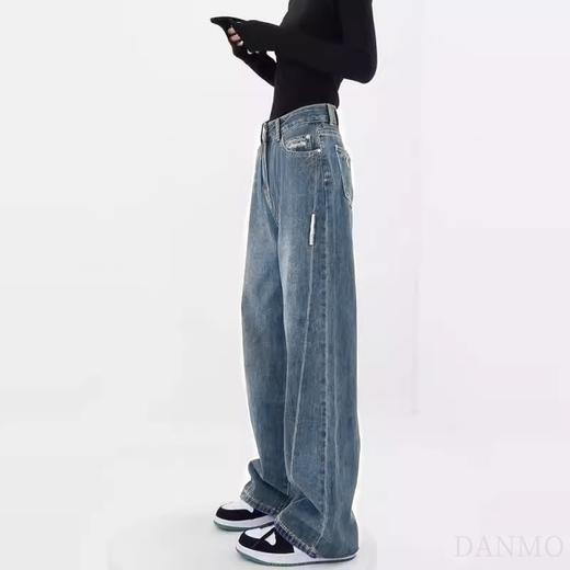 DANMO复古高腰直筒牛仔裤｜宽松0束缚，拉长腿部比例 商品图1