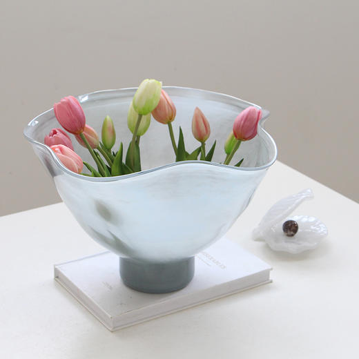 创意大口北欧玻璃花盆批发现代简约水果盘客厅茶几家用零食收纳盘 商品图0