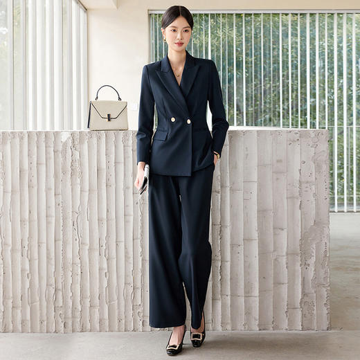 IWY/藏青色气质干练西装套装女正式场合接待销售职业装总裁正装WCP093 商品图0