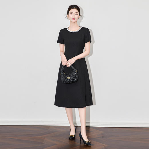 「高货wl」全新升级【铂金会员339/天猫459/差价120】(20047)洛诗琳轻奢重工钉珠连衣裙2025夏季气质肌理感收腰裙子女 商品图1