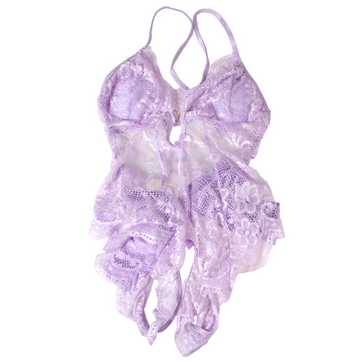 漫渺欲望失控法式蕾丝蝴蝶结性感纯欲露背透视连体情趣内衣女 商品图3