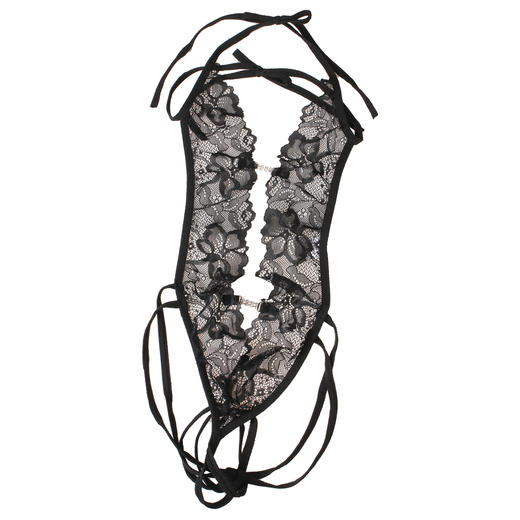 漫渺情趣内衣性感蕾丝深V挂脖连体内透明小胸激情透视免脱诱惑女 商品图1