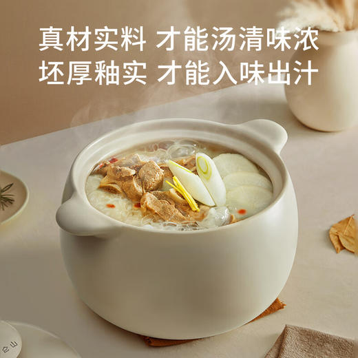 Velosan温仑山鹅卵石砂锅煲汤锅煎药砂锅燃气灶炖锅耐高温汤锅白境玫瑰4.5L-VE068 商品图0