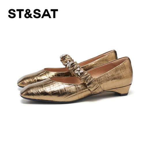 【金属风】星期六水钻褶皱搭扣方头玛丽珍SSD3111087 商品图9