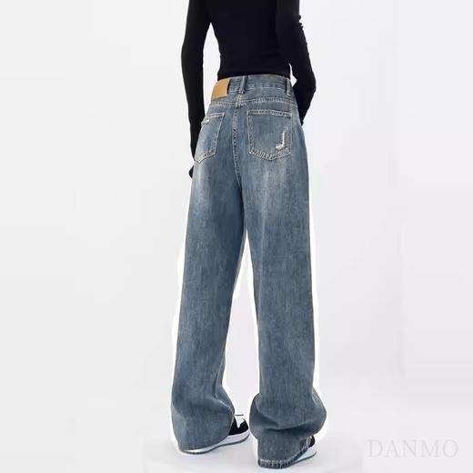 DANMO复古高腰直筒牛仔裤｜宽松0束缚，拉长腿部比例 商品图3