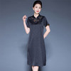 GYYty8608国风妈妈高级感夏季仿真丝连衣裙女2025新款洋气中式缎面刺绣裙子 商品缩略图2