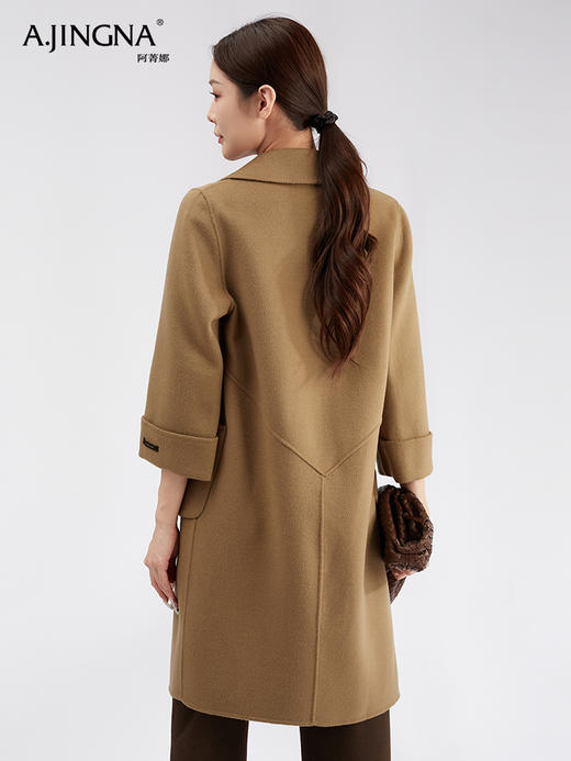 【商城同款】阿菁娜复古高级感廓形羊毛大衣F30D211073 商品图4