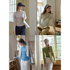 SimpleRetro法式文艺叠穿两件套长袖针织T恤