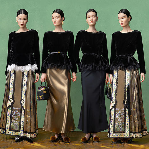 【林栖设计小店】真丝丝绒T恤手工钉珠蕾丝2025秋季新款上衣1953070 商品图2