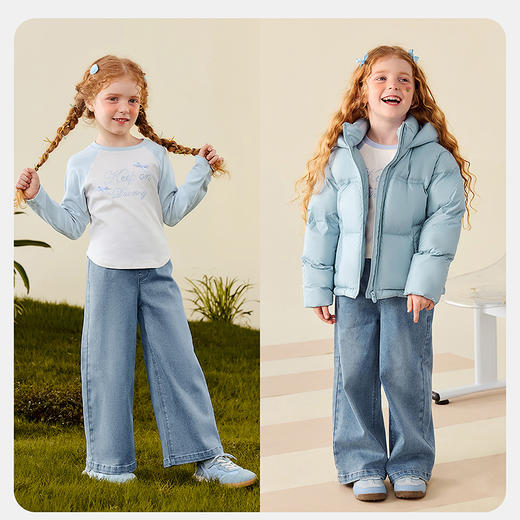 【软牛仔】迷你巴拉女童植物天丝裤子秋柔软长裤宽松阔腿裤 商品图2