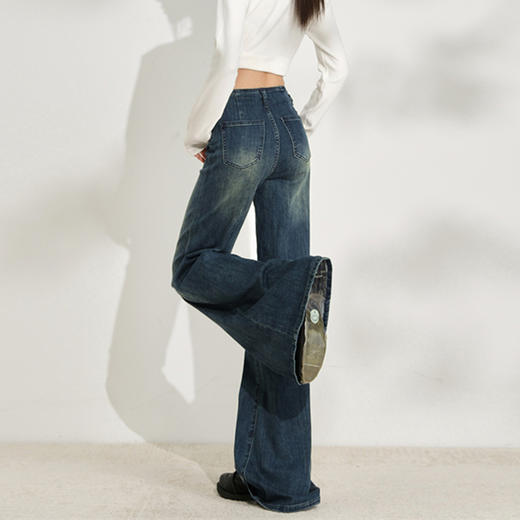 馥迦显瘦复古宽松喇叭裤 商品图2