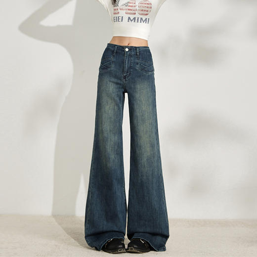 馥迦显瘦复古宽松喇叭裤 商品图1