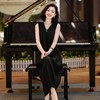 西子/【钢琴键】重工高温压褶立体收腰A摆无袖黑色连衣裙/CQTJ267 商品缩略图7