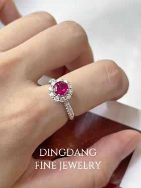 红宝石 鸽血红 vvd无烧 1.03ct D0. 62ct  钻戒