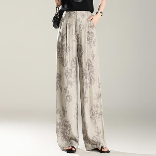 气质印花阔腿裤，简约时尚薄款女士休闲长裤MYX-BFZY-B2521 商品图2