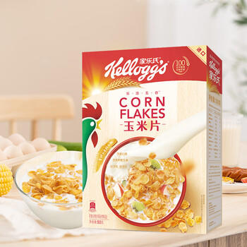 家乐氏（Kellogg）进口玉米片500g/盒大包低脂麦片谷物圈冲泡即食营养谷物早餐代餐 /水饮冲调 /冲饮谷物 /麦片 商品图6