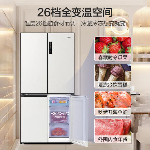 海尔（Haier）冰箱小红花516L 594mm专业超薄零嵌入式十字T型四开门电冰箱EPP除菌阻氧干湿 BCD-516WGHTDB9GPU1燕羽灰 商品图7