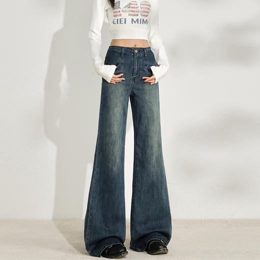 馥迦显瘦复古宽松喇叭裤 商品图4