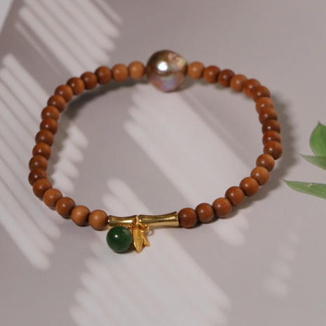 必入款治愈系 檀香4-5mm 碧玉 纯银 纯天然皱皮巴洛克 ji强光爱迪生珍珠 （单条） 商品图2