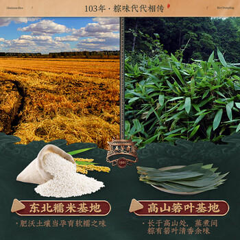 五芳斋粽子中华老字号 五芳猪肉粽礼袋嘉兴特产加热即食早餐 100克*6只  /休闲食品 /节庆食品 /粽子 商品图3