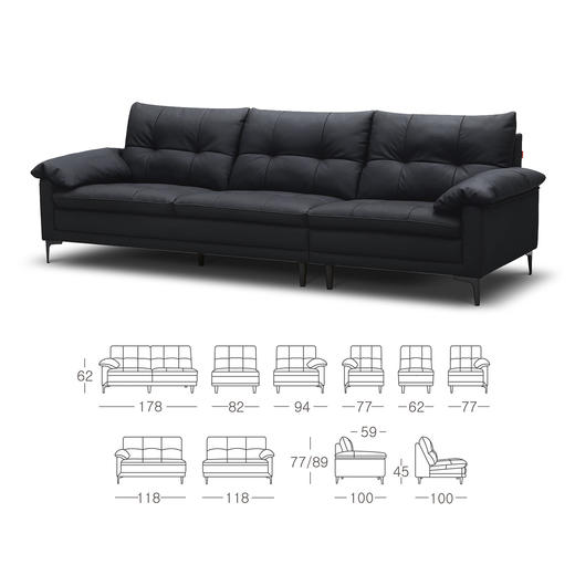 顾家家居整装 中古风皮艺固定沙发KZ.1056云酥 商品图7