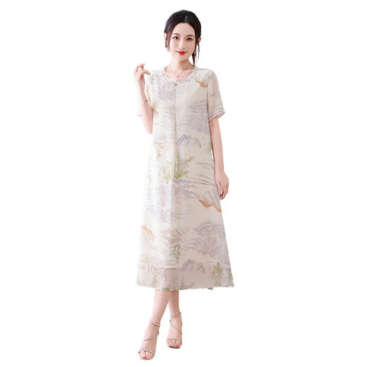 GYYays5227高端大牌连衣裙女装新款气质中老年妈妈夏季减龄显瘦高档冰丝长裙 商品图4