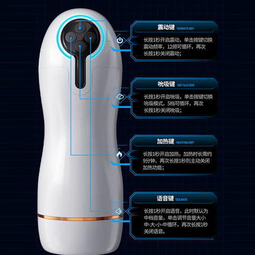 谜姬 未来飞机杯 吮吸发音震动加温充电电动男用自慰器成人情趣性用品 商品图2