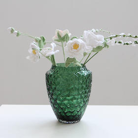 现代简约大肚子吊钟玻璃花瓶摆件墨绿高级感家居装饰品水培花器