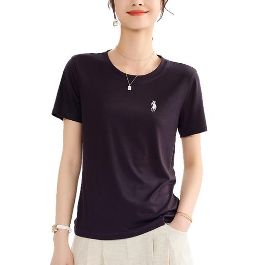 「自j」全新升级【铂金会员119/天猫159/差价40】(13326)洛诗琳天丝莱赛尔小马刺绣t恤2025夏季新款凉感百搭上衣女 商品图4