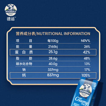 德运（Devondale）全脂成人奶粉1kg袋装调制乳粉儿童学生奶粉高钙澳洲原装进口早餐 /水饮冲调 /成人奶粉 /全家营养牛奶粉 商品图1