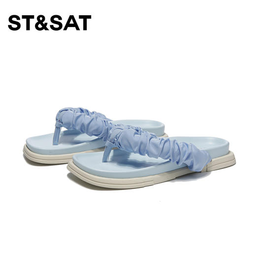 星期六多彩褶皱夹趾厚底拖鞋SSD2110T94 商品图10