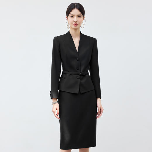 IWY/气质黑色英伦风西装半裙女秋冬长袖新款销售接待职业裙装25CS741 商品图2