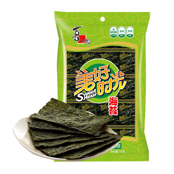 美好时光原味海苔18g24小包 海苔片即食紫菜 下午茶儿童休闲零食礼物 /休闲食品 /海味零食 /海苔 商品图3