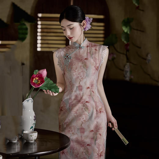 SC21788时尚改良年轻少女款中长款无袖旗袍2025夏新款新中式日常可穿旗袍 商品图2