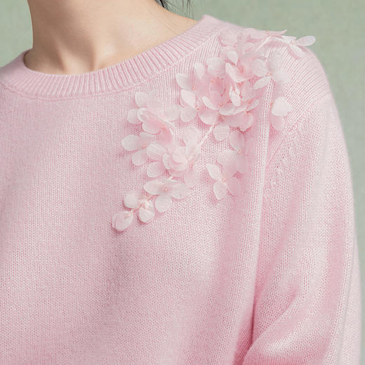 【林栖设计小店】【手工钉花】绵羊毛毛织上衣舒适2025秋季新款套头毛衣女F1953240 商品图3