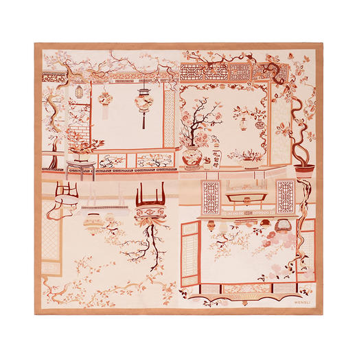 万事利“四时窗景”88厘米双面印花大方巾 商品图7