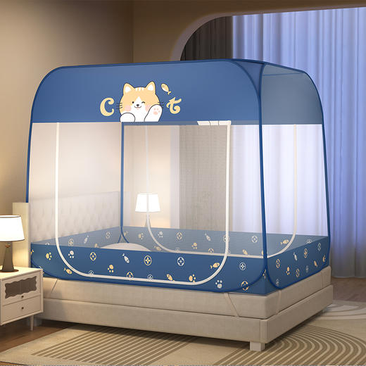 【全方位防蚊】蒙古包印花蚊帐 双开门设计 防摔兜护 加密帐纱 360°防蚊 触感柔滑 商品图4