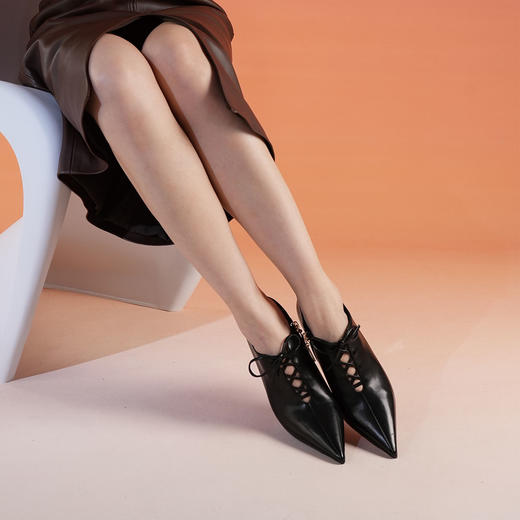 Westory2025年秋季镂空尖头高跟踝靴通勤百搭深口单鞋W25CM76651 商品图6