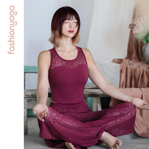 FC10256凡圣瑜伽运动背心女带胸垫短款专业防震网纱美背无袖t恤 商品图13