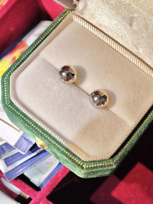 意大利18K金 浮力～镭射多面小金球耳钉(3-5天左右) 商品图3