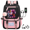 kpop猎魔女团电影周边印花双肩背包书包学生校园带毛球背包 商品缩略图1
