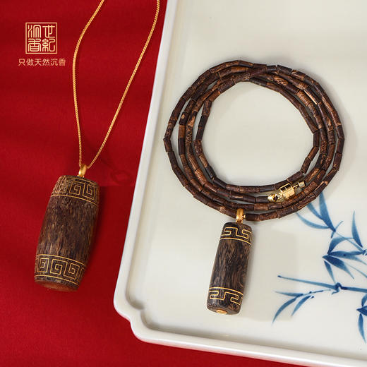 天然沉香天珠错金饰品 沉水级丨合集 商品图0