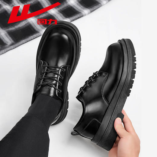 回力皮鞋男款夏商务正装休闲通勤马丁靴黑色大圆头工装厚底德比鞋WXP(WZ)-2636 商品图6
