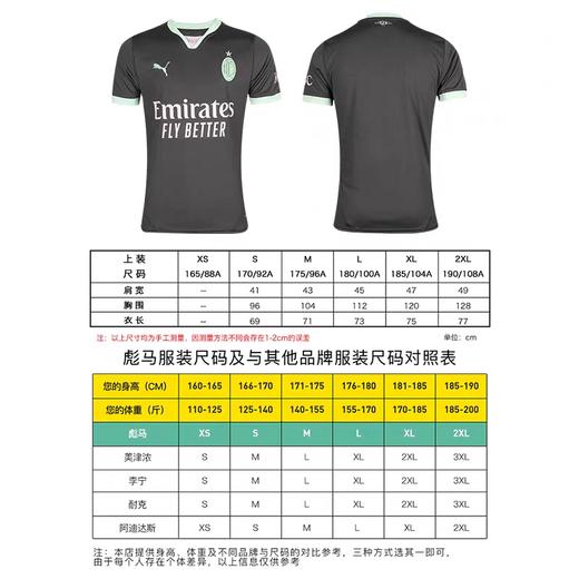 小李子PUMA彪马24-25赛季AC米兰第二客场球迷版球衣成人775031 03 商品图3